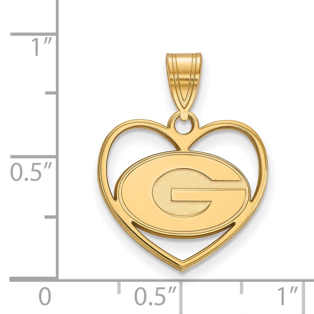 Gold Plated Sterling Silver Logoart University Of Georgia Letter G Heart Pendant