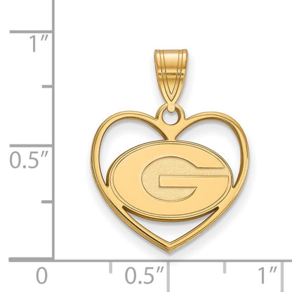 Gold Plated Sterling Silver Logoart University Of Georgia Letter G Heart Pendant