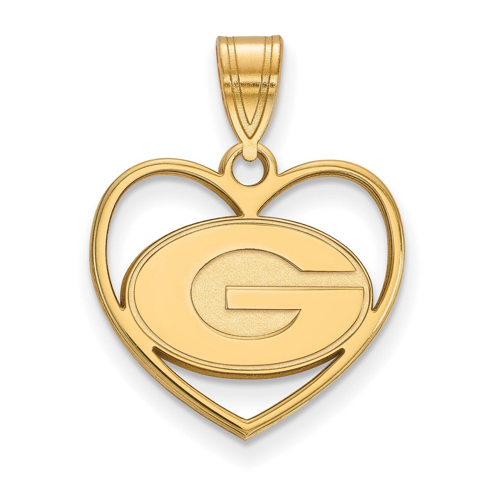 Gold Plated Sterling Silver Logoart University Of Georgia Letter G Heart Pendant