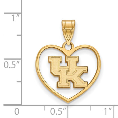 Gold Plated Sterling Silver Logoart University Of Kentucky U K Heart Pendant