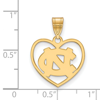 Gold Plated Sterling Silver Logoart University Of North Carolina N C Heart Pendant