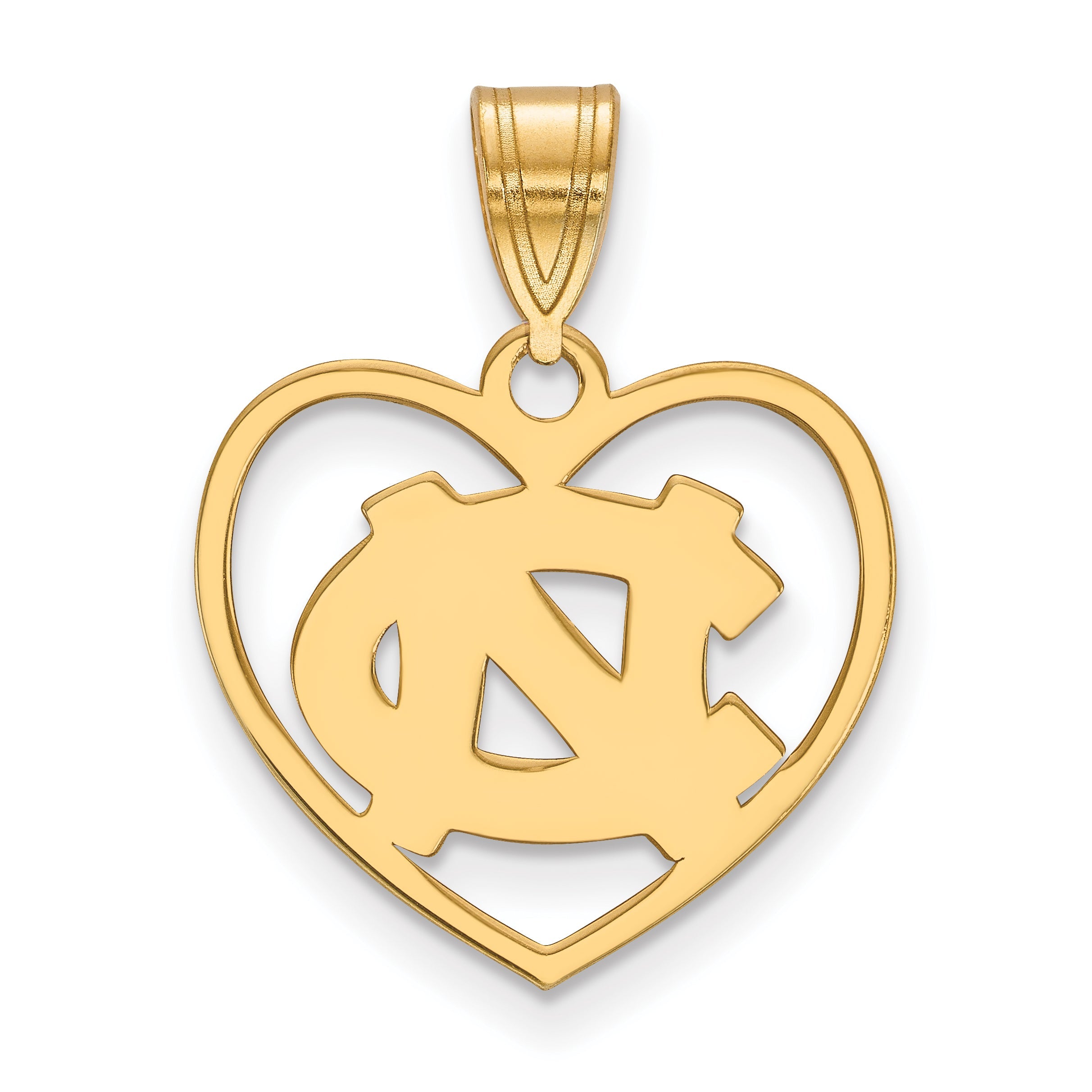Gold Plated Sterling Silver Logoart University Of North Carolina N C Heart Pendant