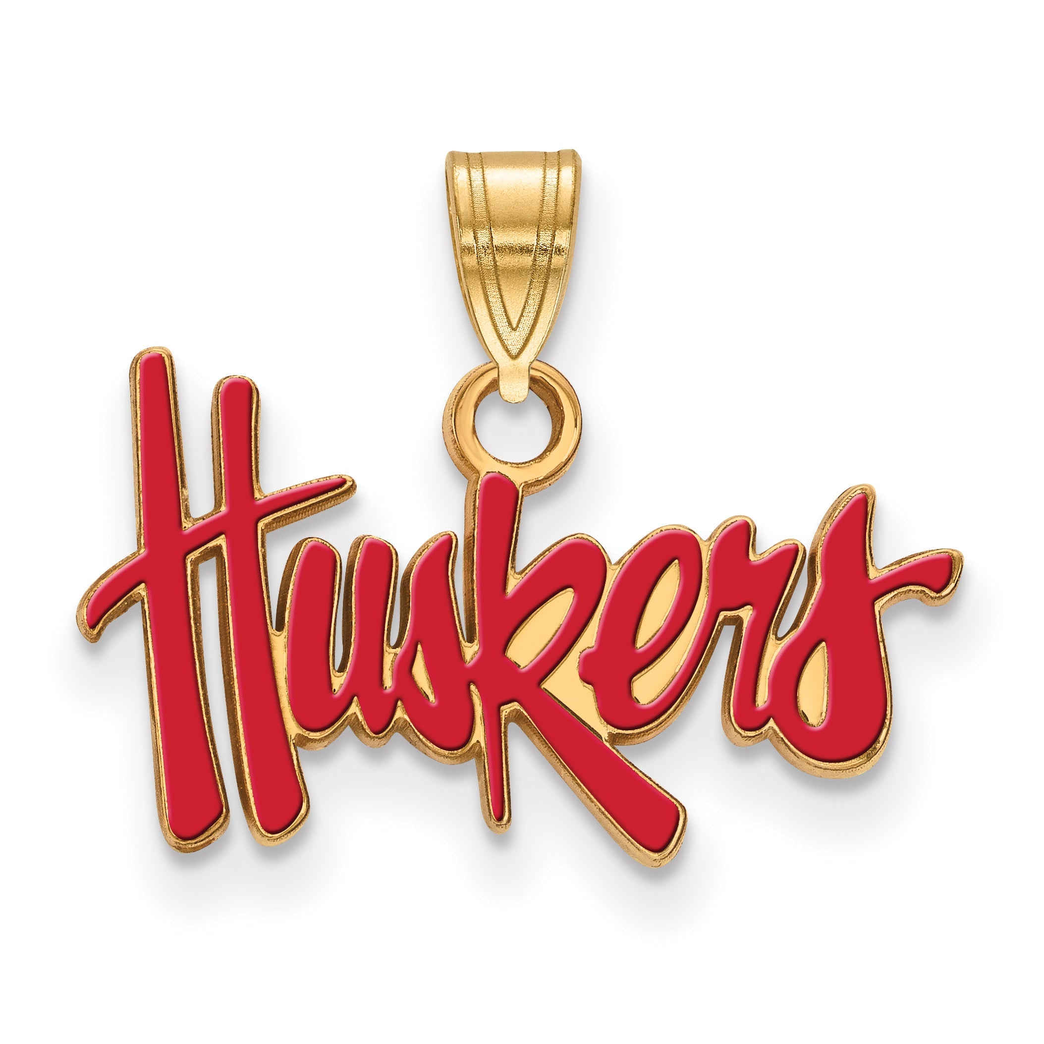 Gold Plated Sterling Silver Logoart University Of Nebraska Huskers Small Enameled Pendant