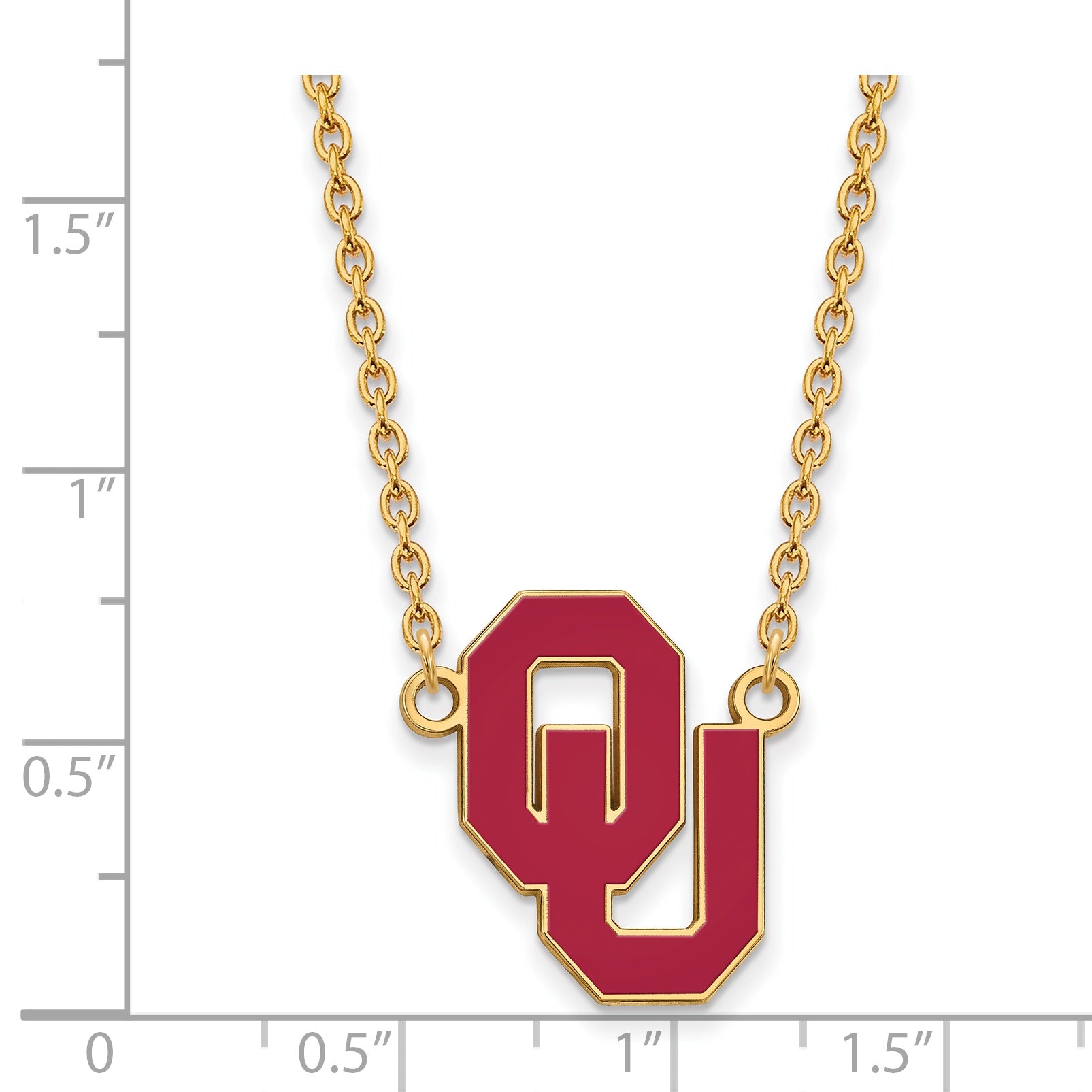 Gold Plated Sterling Silver Logoart University Of Oklahoma O U Large Enameled Pendant 18 Inch Necklace