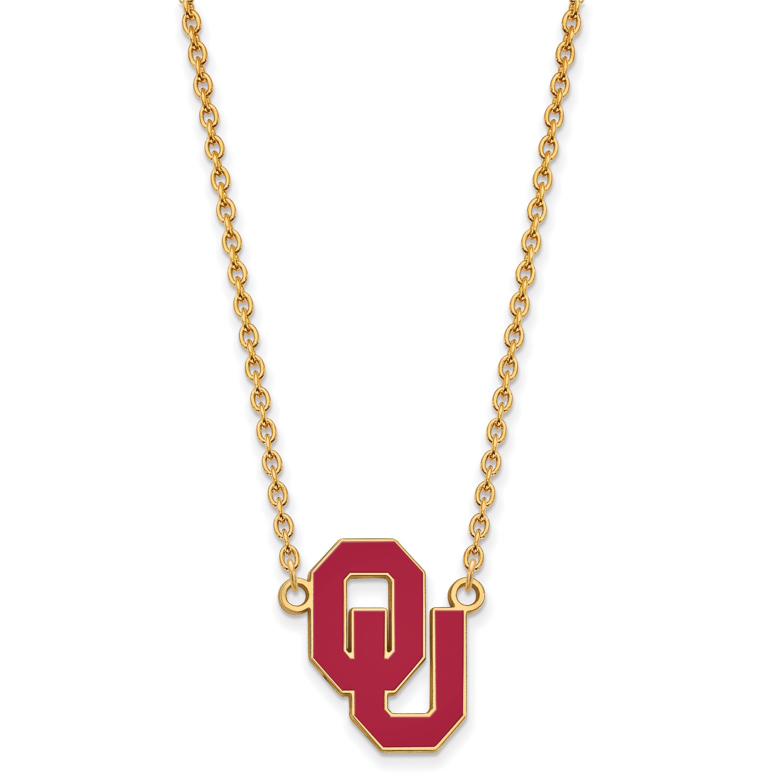 Gold Plated Sterling Silver Logoart University Of Oklahoma O U Large Enameled Pendant 18 Inch Necklace