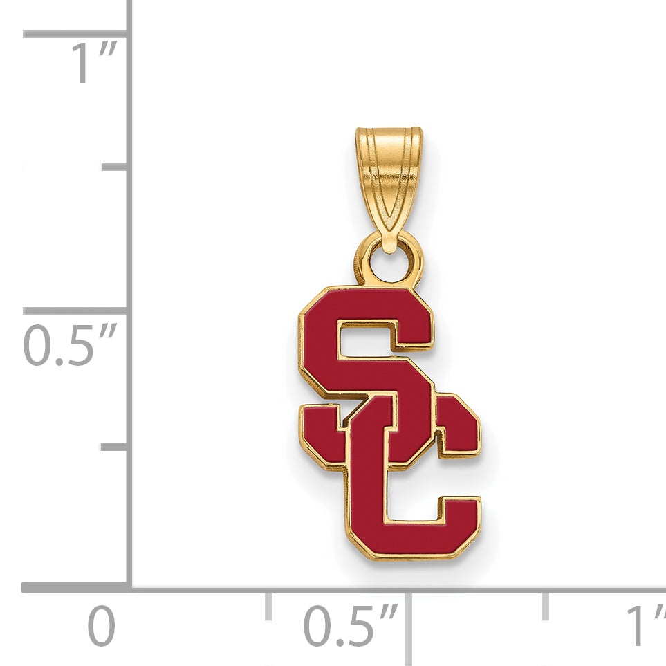 Gold Plated Sterling Silver University Of Southern California S C Small Enameled Pendant