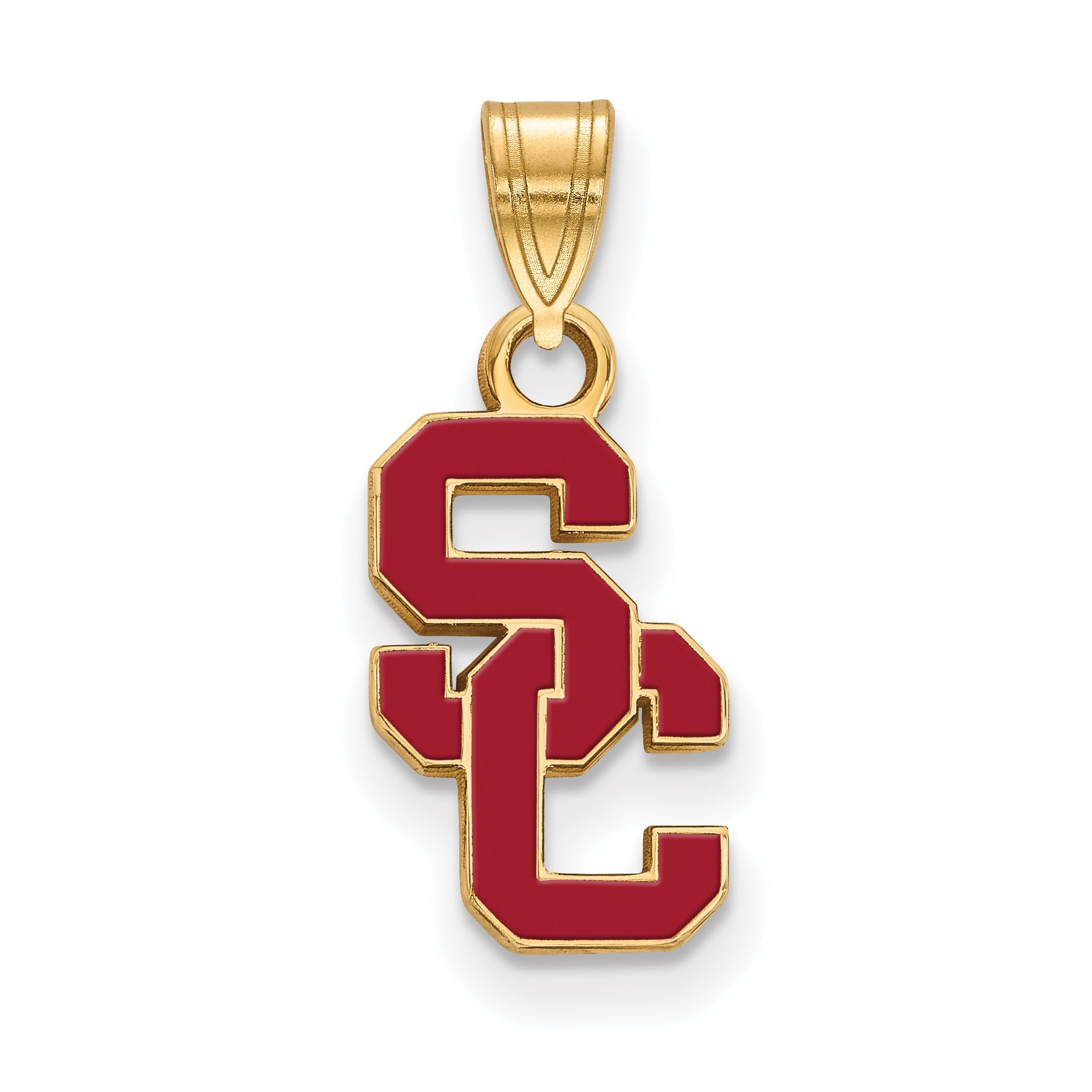 Gold Plated Sterling Silver University Of Southern California S C Small Enameled Pendant