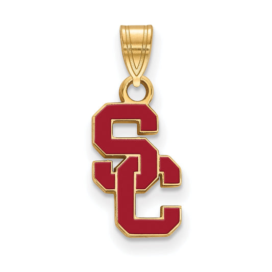 Gold Plated Sterling Silver University Of Southern California S C Small Enameled Pendant