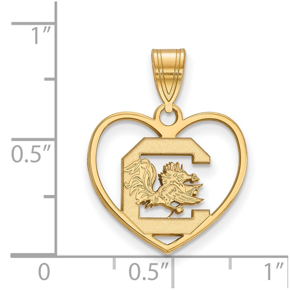 Gold Plated Sterling Silver Logoart University Of South Carolina Heart Pendant