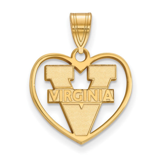 Gold Plated Sterling Silver Logoart University Of Virginia Heart Pendant