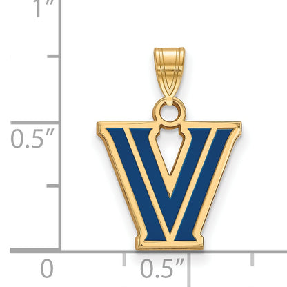 Gold Plated Sterling Silver Logoart Villanova University Letter V Small Enameled Pendant