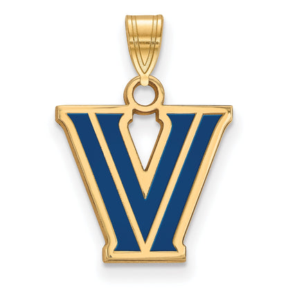 Gold Plated Sterling Silver Logoart Villanova University Letter V Small Enameled Pendant