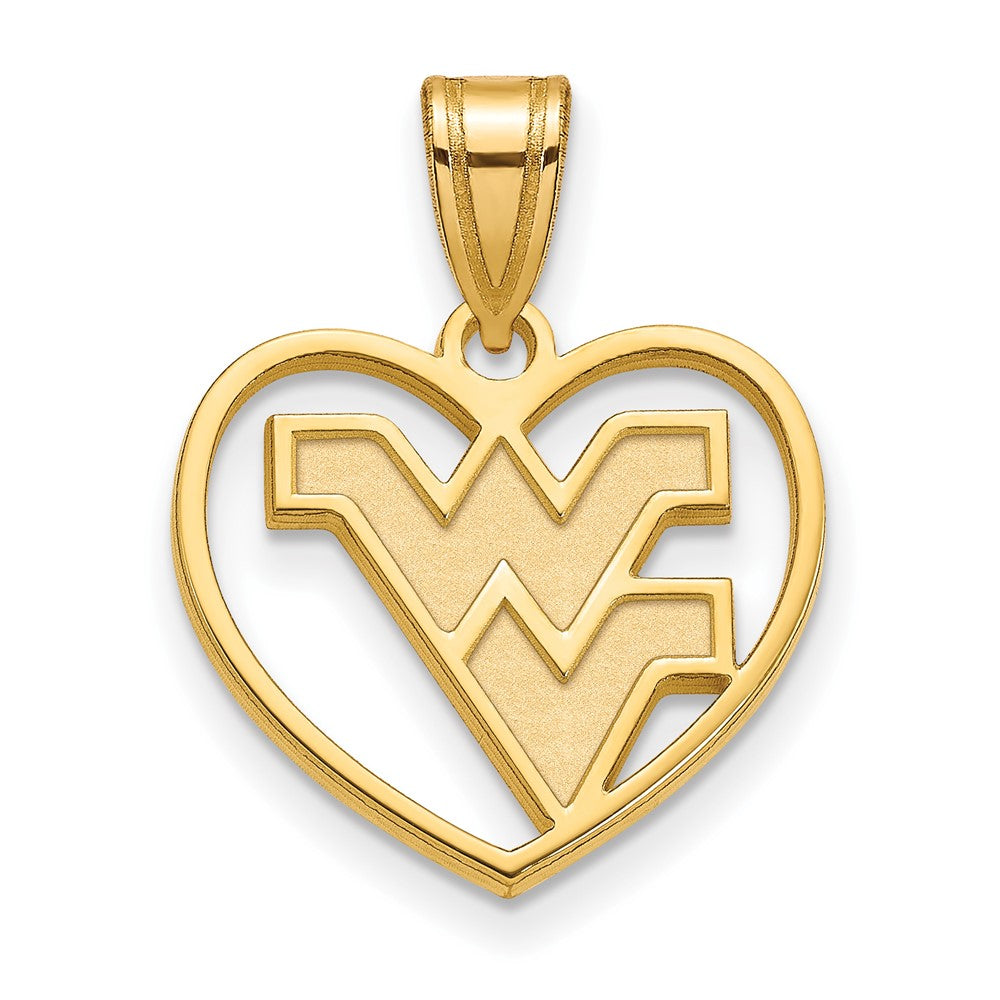 Gold Plated Sterling Silver Logoart West Virginia University W V Heart Pendant