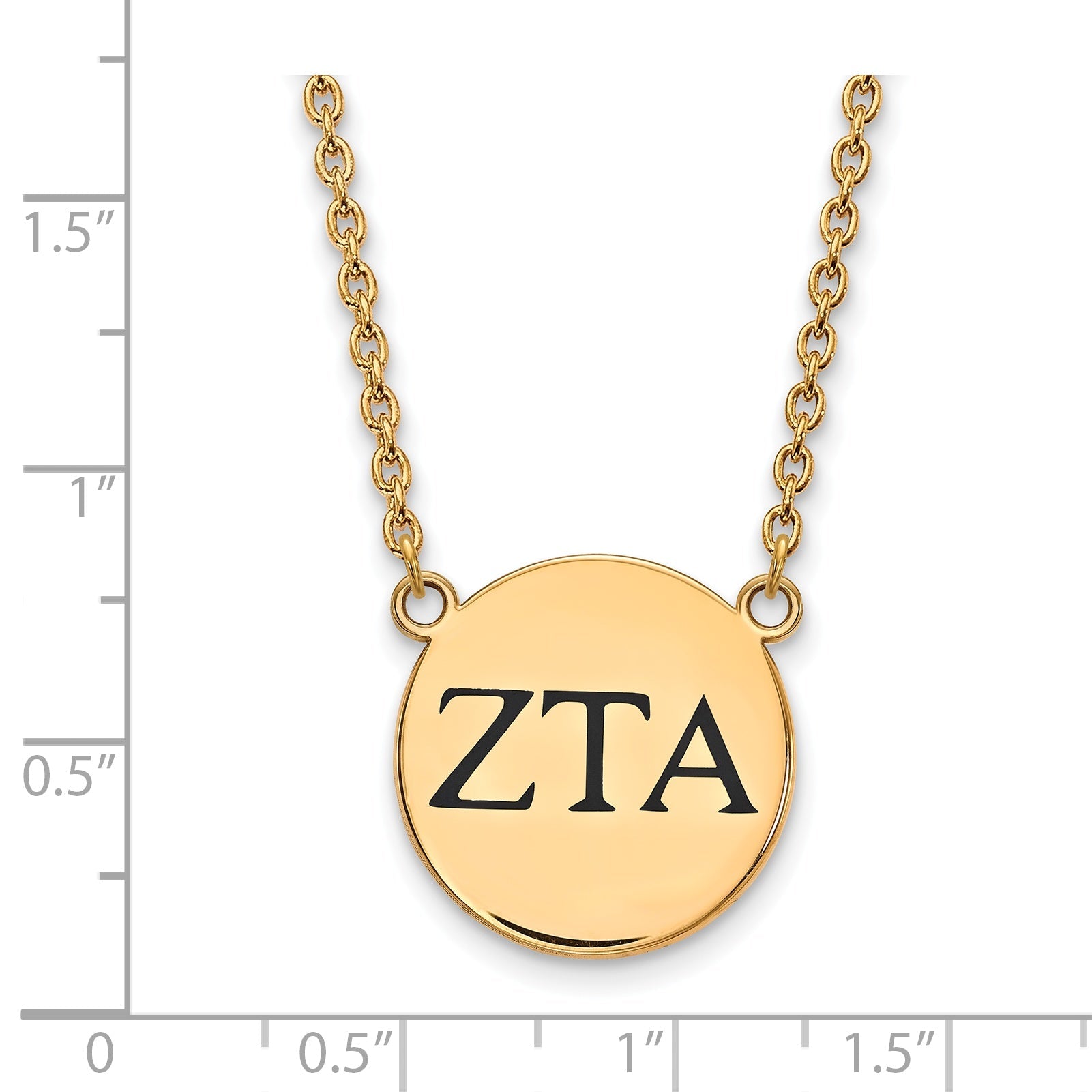 Gold Plated Sterling Silver Logoart Zeta Tau Alpha Sorority Greek Letters Large Black Enamel Pendant 18 Inch Necklace