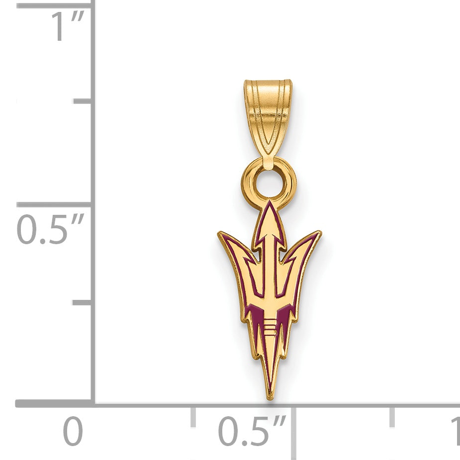 Gold Plated Sterling Silver Logoart Arizona State University Pitchfork Small Enameled Pendant
