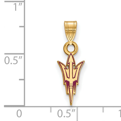 Gold Plated Sterling Silver Logoart Arizona State University Pitchfork Small Enameled Pendant