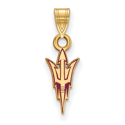 Gold Plated Sterling Silver Logoart Arizona State University Pitchfork Small Enameled Pendant