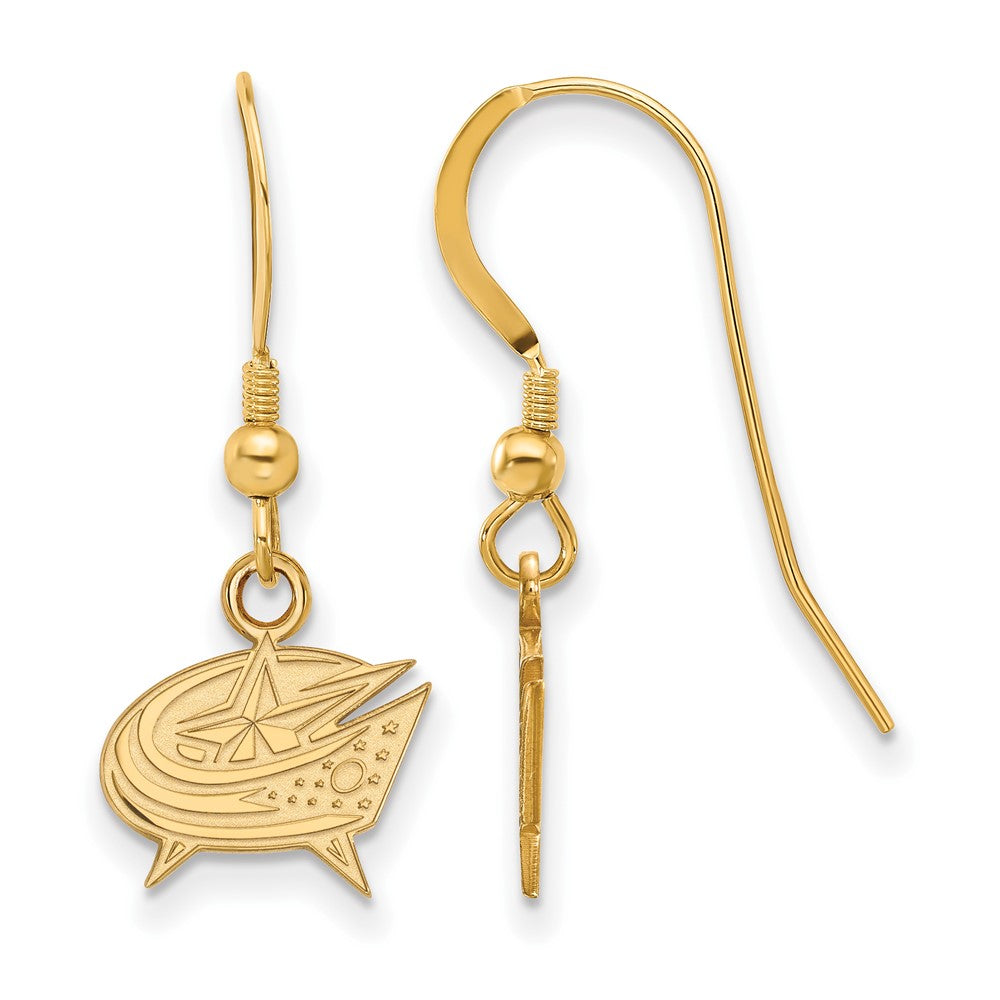 Gold Plated Sterling Silver Nhl Logoart Columbus Blue Jackets Extra Small Dangle Earrings