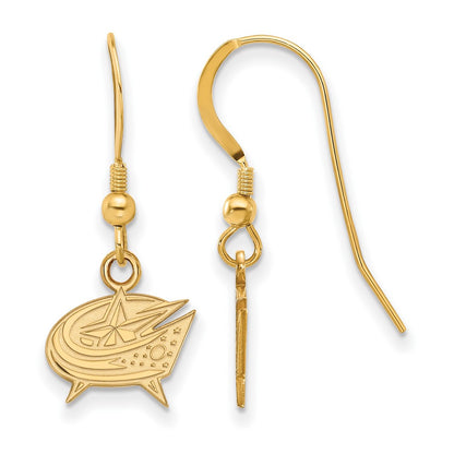 Gold Plated Sterling Silver Nhl Logoart Columbus Blue Jackets Extra Small Dangle Earrings