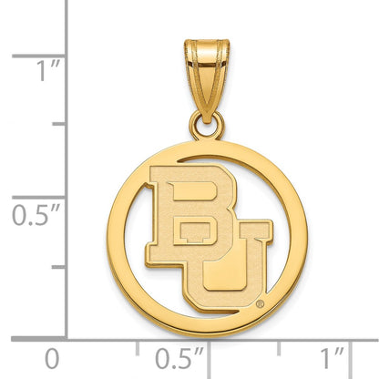 Gold Plated Sterling Silver Logoart Baylor University Bears Medium Circle Pendant