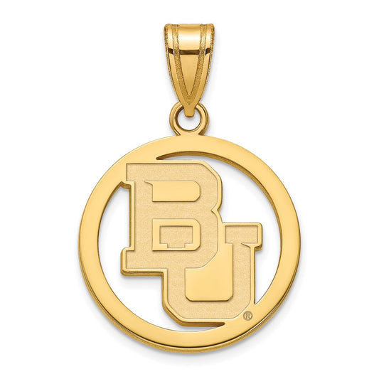 Gold Plated Sterling Silver Logoart Baylor University Bears Medium Circle Pendant