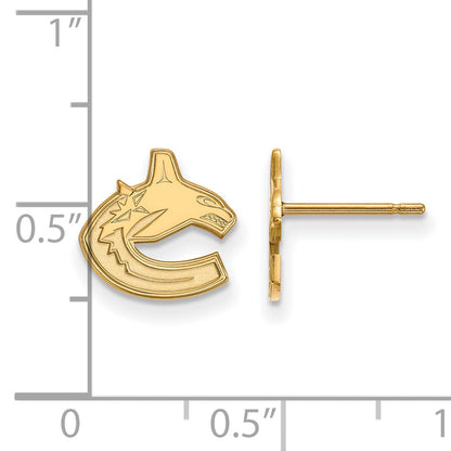 Gold Plated Sterling Silver Nhl Logoart Vancouver Canucks Extra Small Post Earrings