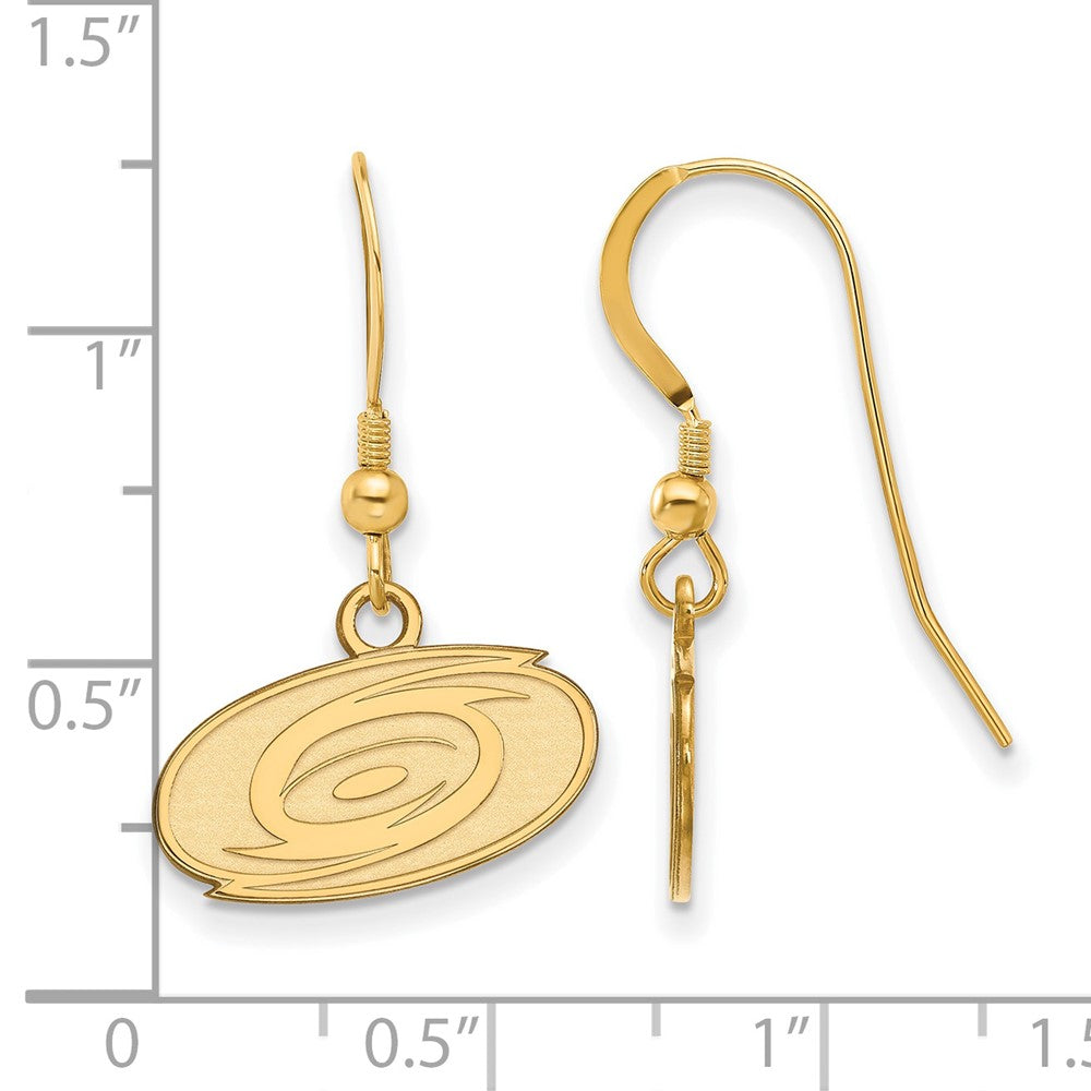 Gold Plated Sterling Silver Nhl Logoart Carolina Hurricanes Extra Small Dangle Earrings
