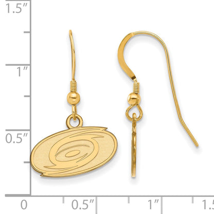 Gold Plated Sterling Silver Nhl Logoart Carolina Hurricanes Extra Small Dangle Earrings