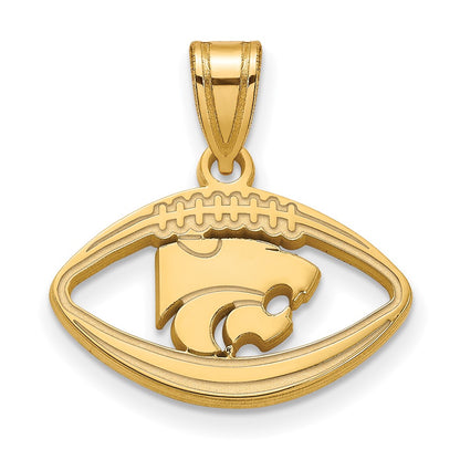 Gold Plated Sterling Silver Logoart Kansas State University Wildcat Football Pendant