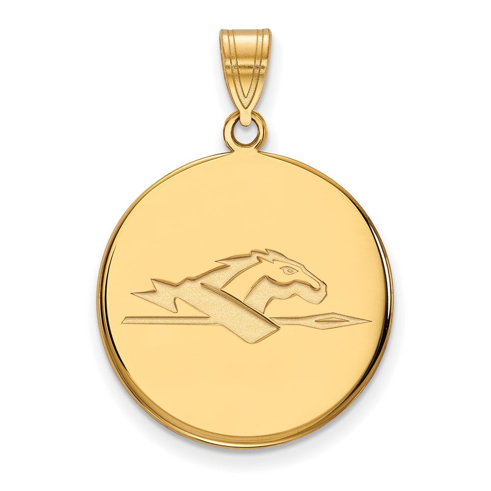 14K Yellow Gold Logoart Longwood University Horse Large Disc Pendant