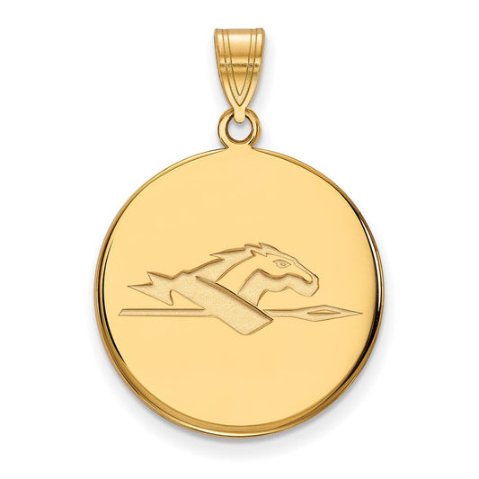 14K Yellow Gold Logoart Longwood University Horse Large Disc Pendant