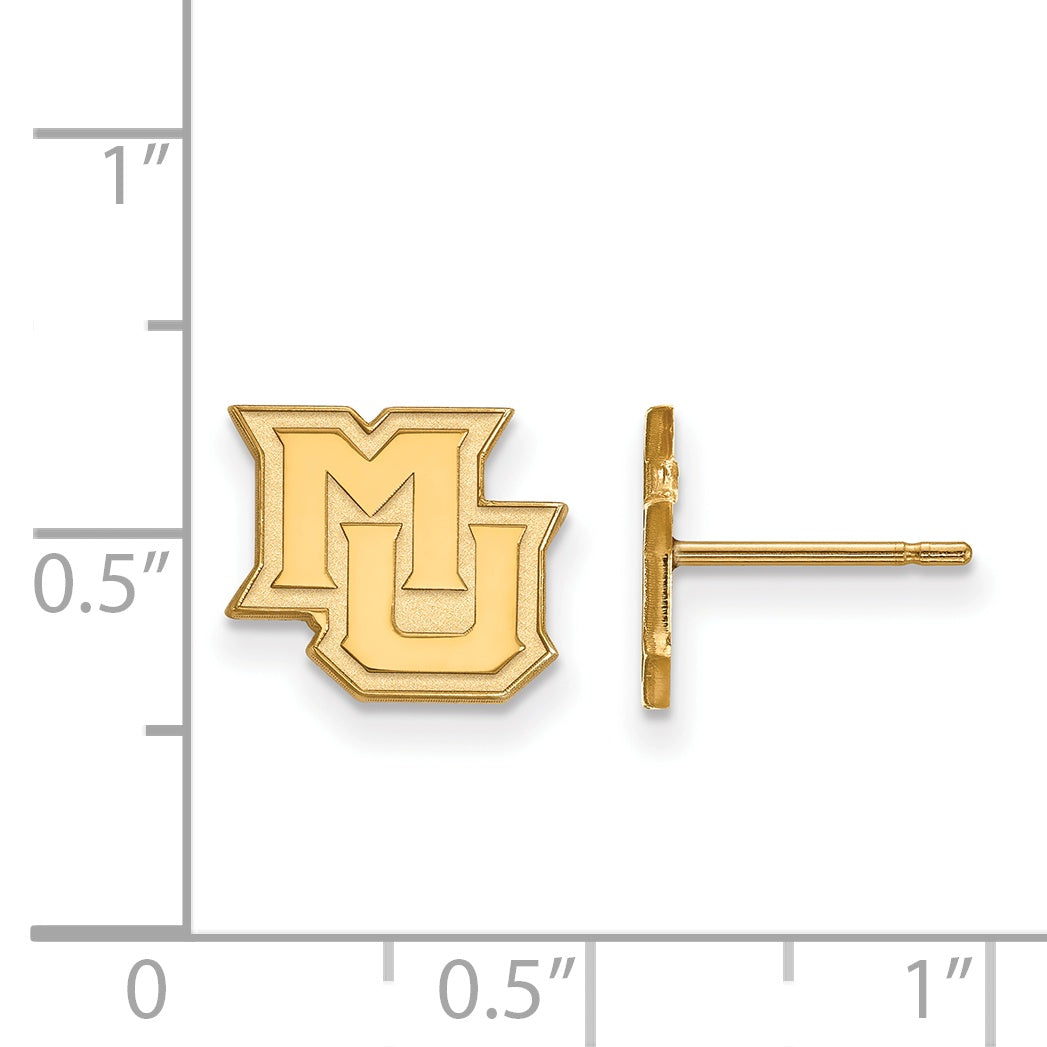 Gold Plated Sterling Silver Logoart Marquette University M U Extra Small Post Earrings