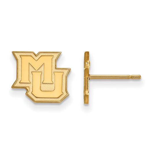 Gold Plated Sterling Silver Logoart Marquette University M U Extra Small Post Earrings
