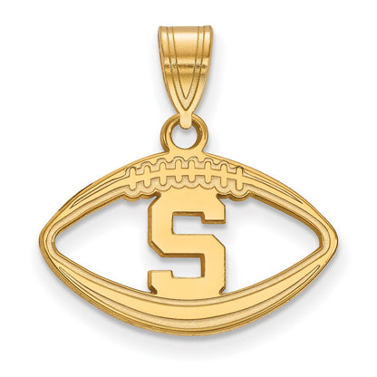 Gold Plated Sterling Silver Logoart Michigan State University Letter S Football Pendant