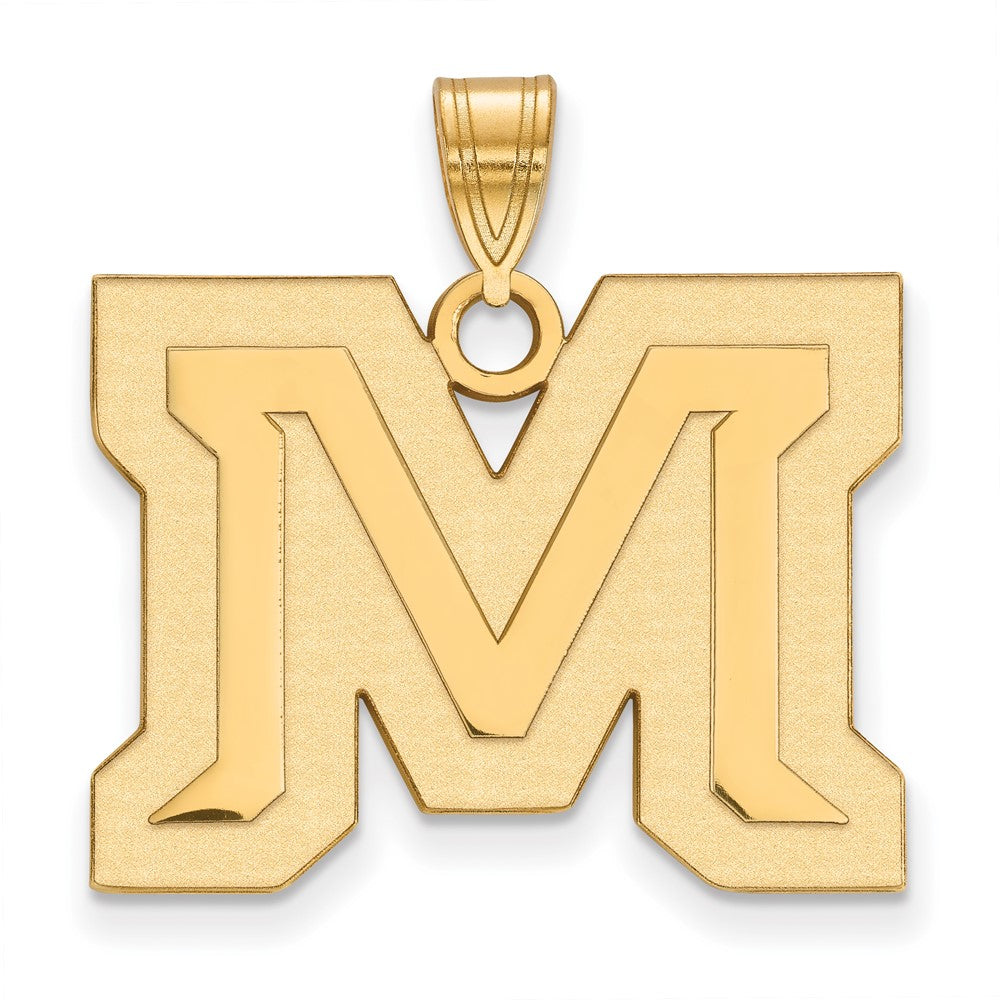 10K Yellow Gold Logoart Montana State University Letter M Large Pendant