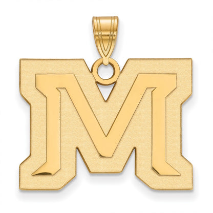 Gold Plated Sterling Silver Logoart Montana State University Letter M Large Pendant