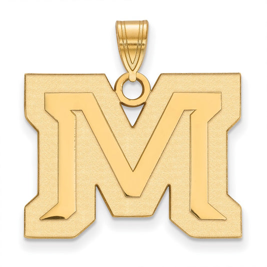 Gold Plated Sterling Silver Logoart Montana State University Letter M Large Pendant