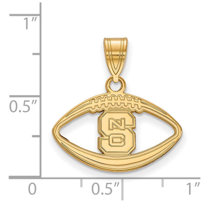 Gold Plated Sterling Silver Logoart North Carolina State University N C S Football Pendant