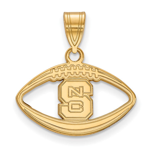 Gold Plated Sterling Silver Logoart North Carolina State University N C S Football Pendant