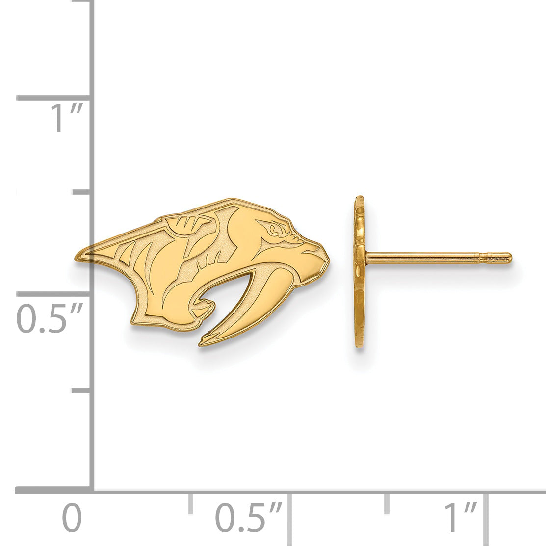 Gold Plated Sterling Silver Nhl Logoart Nashville Predators Extra Small Post Earrings