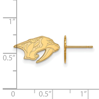 Gold Plated Sterling Silver Nhl Logoart Nashville Predators Extra Small Post Earrings