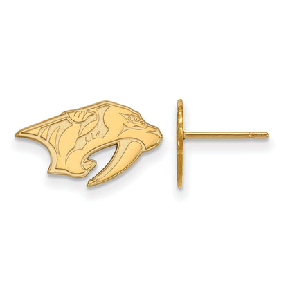 Gold Plated Sterling Silver Nhl Logoart Nashville Predators Extra Small Post Earrings