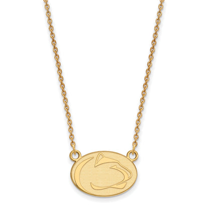 Gold Plated Sterling Silver Logoart Penn State University Lion Small Pendant 18 Inch Necklace