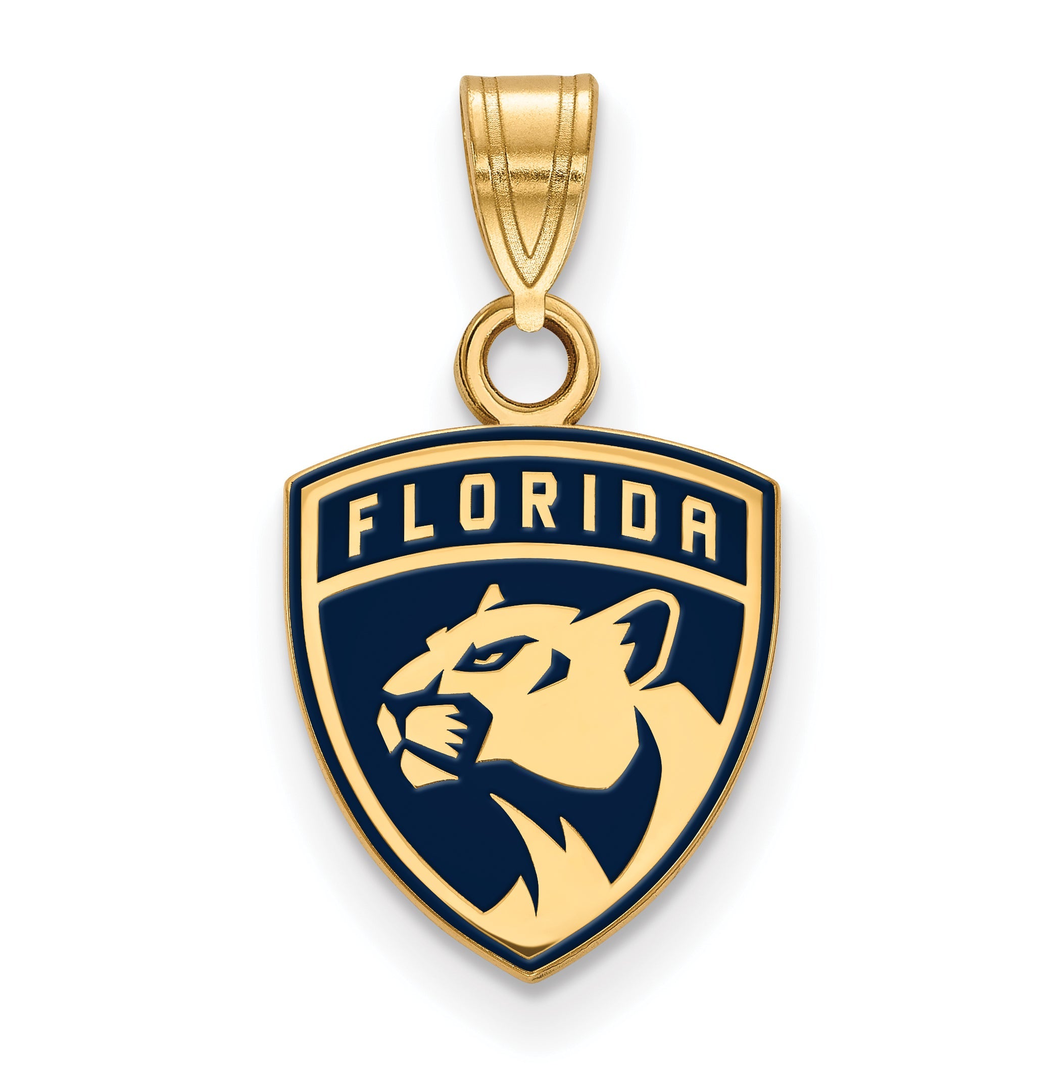 Gold Plated Sterling Silver Nhl Logoart Florida Panthers Small Enameled Pendant