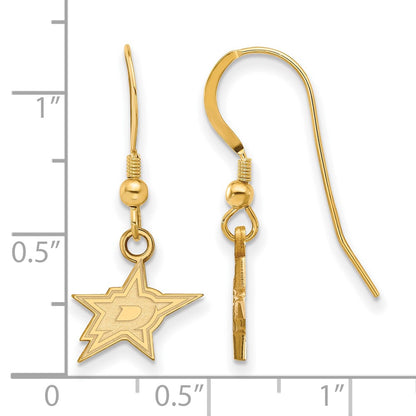 Gold Plated Sterling Silver Nhl Logoart Dallas Stars Extra Small Wire Dangle Earrings