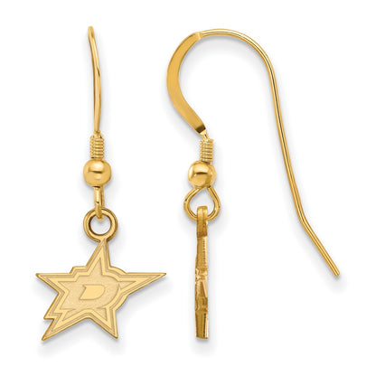 Gold Plated Sterling Silver Nhl Logoart Dallas Stars Extra Small Wire Dangle Earrings
