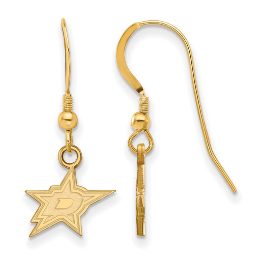 Gold Plated Sterling Silver Nhl Logoart Dallas Stars Extra Small Wire Dangle Earrings