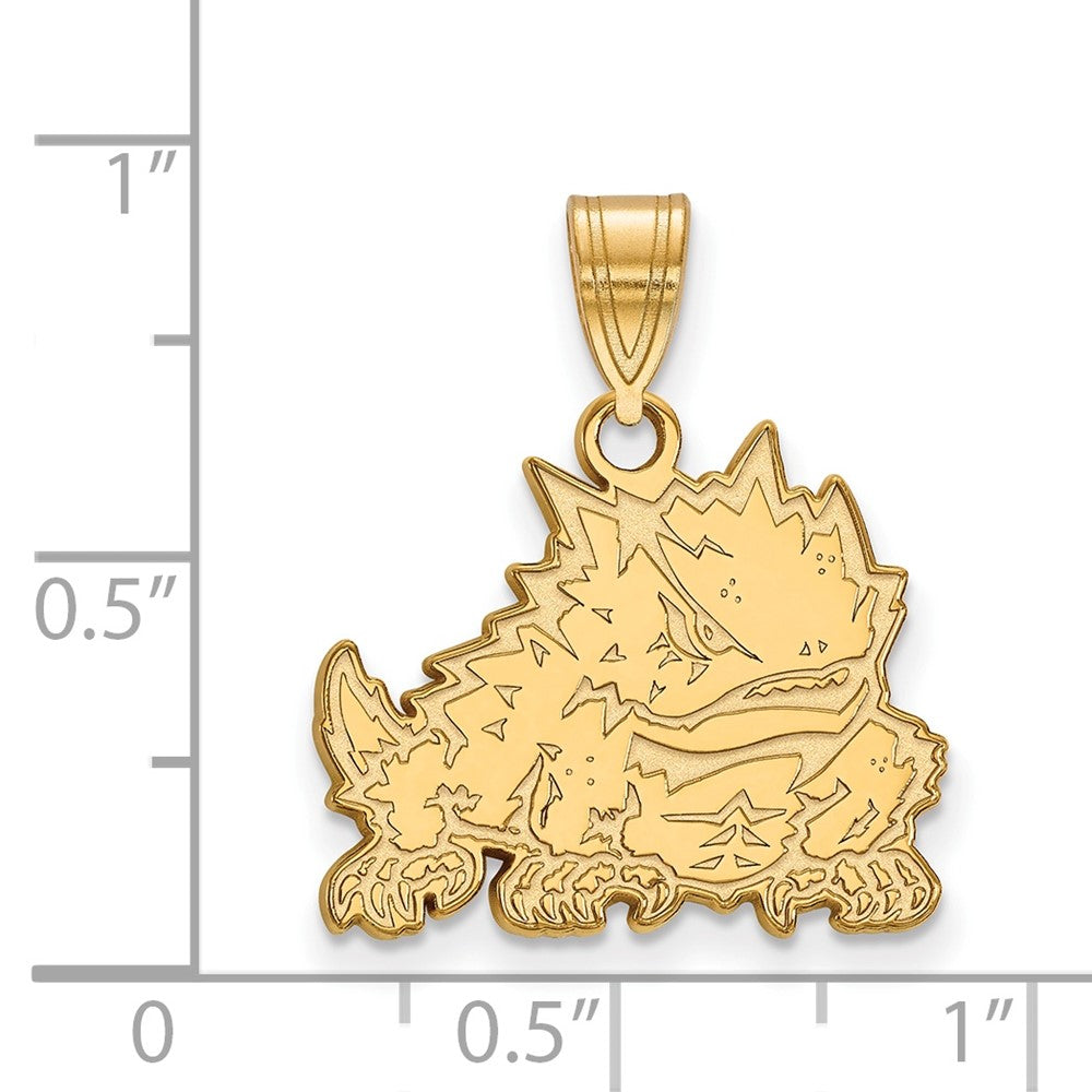 10K Yellow Gold Logoart Texas Christian University Horned Frog Medium Pendant