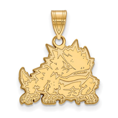 10K Yellow Gold Logoart Texas Christian University Horned Frog Medium Pendant