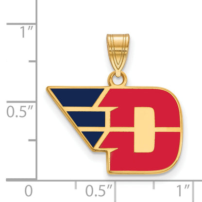 Gold Plated Sterling Silver Logoart University Of Dayton Medium Enameled Pendant